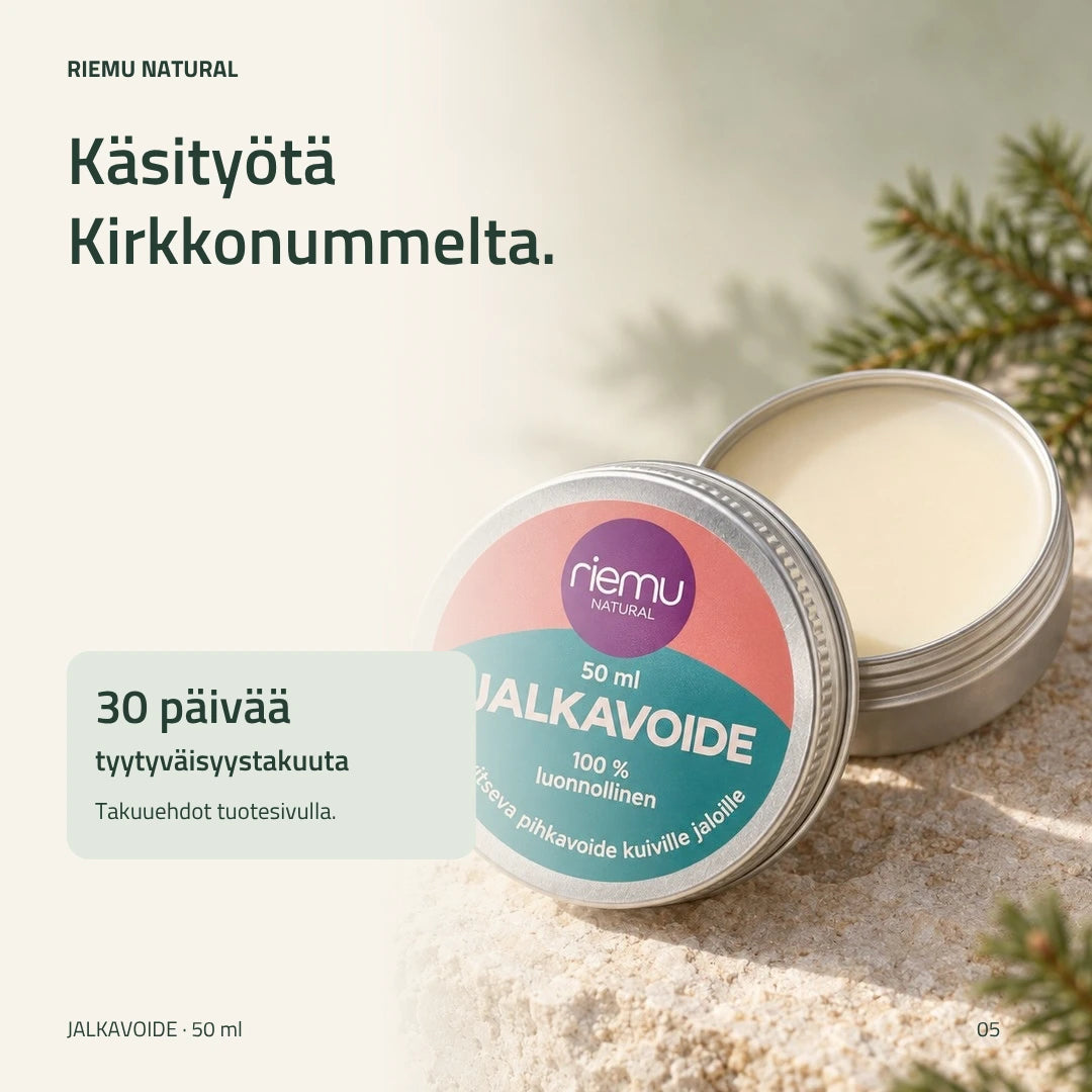 Valmistettu Kirkkonummella ja 30 päivän tyytyväisyystakuu